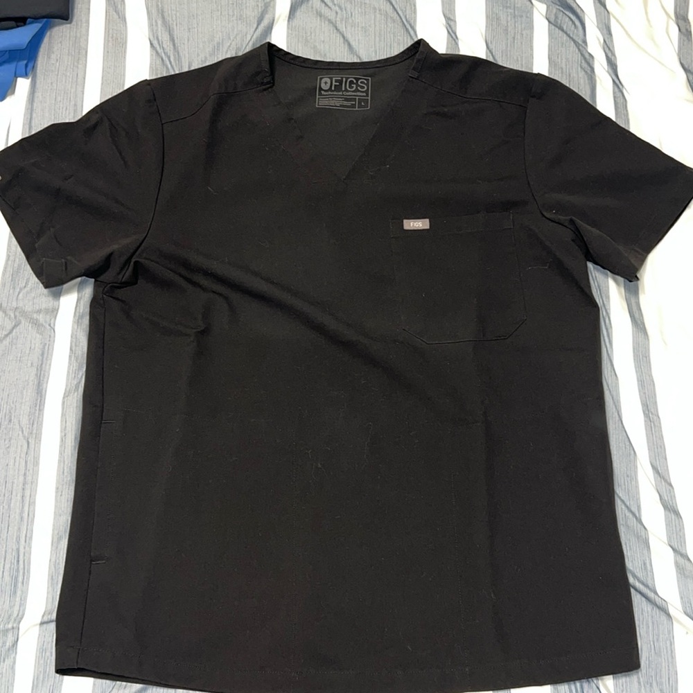 Figs Chisec 3 Pocket Scrub Top Size L, Black